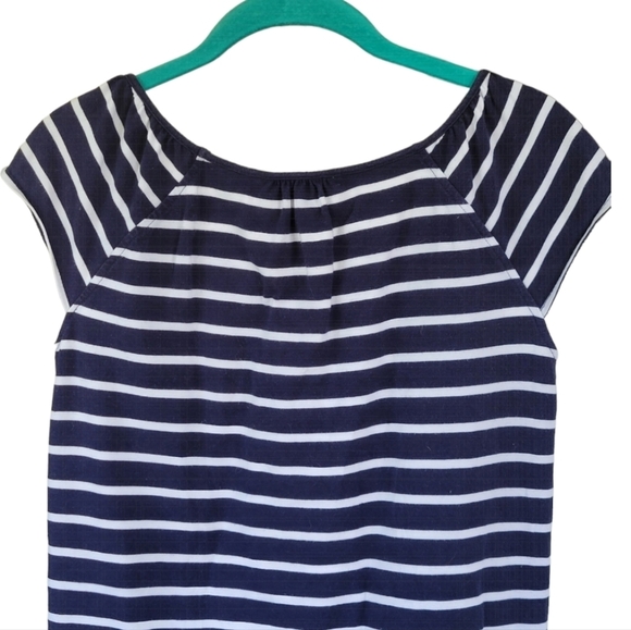 TOMMY HILFIGER Women's Cap Sleeve Cotton Striped Nautical Coastal Top Sz S Blue - Picture 6 of 9